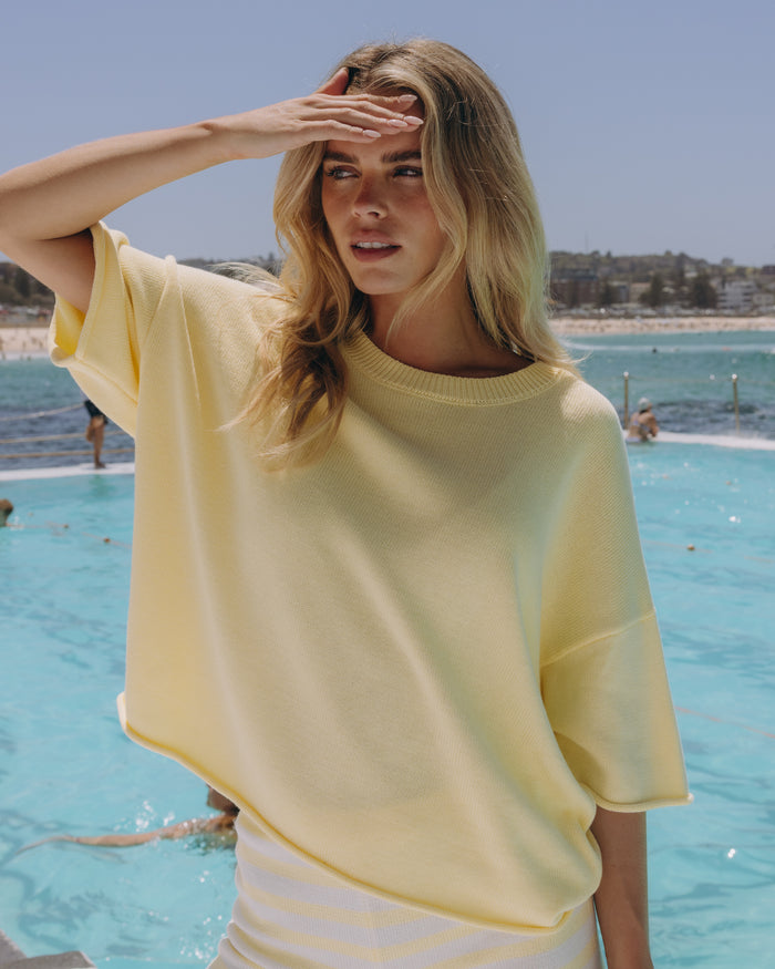 Beach Knit Cropped Sleeve - Lemonade