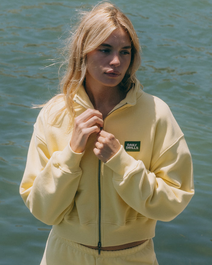 Heavyweight Funnel Neck Double Zip - Butter