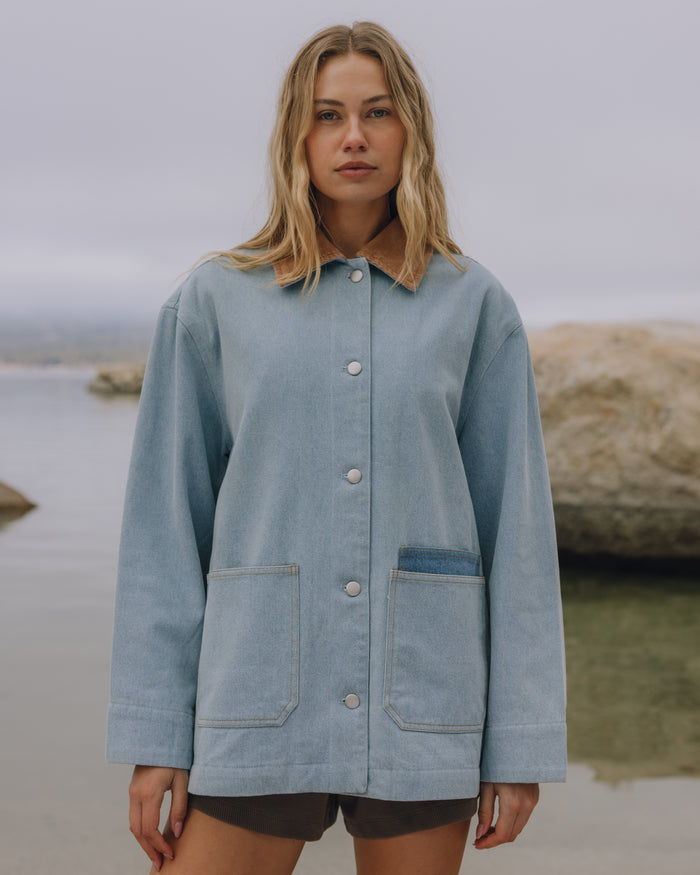 Denim Barn Jacket - Denim + Mousse Collar