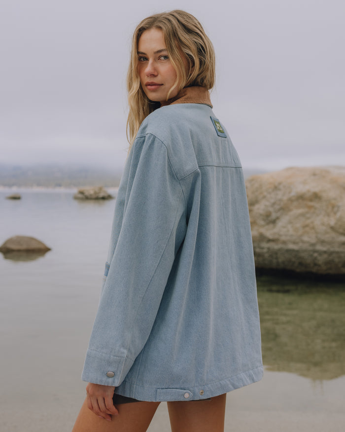 Denim Barn Jacket - Denim + Mousse Collar