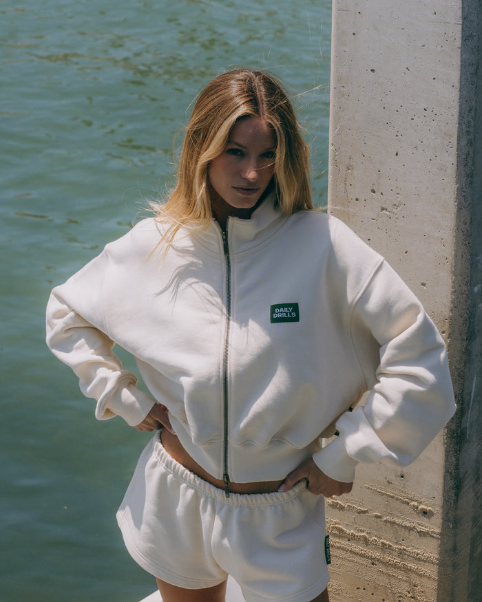 Heavyweight Funnel Neck Double Zip - Sand