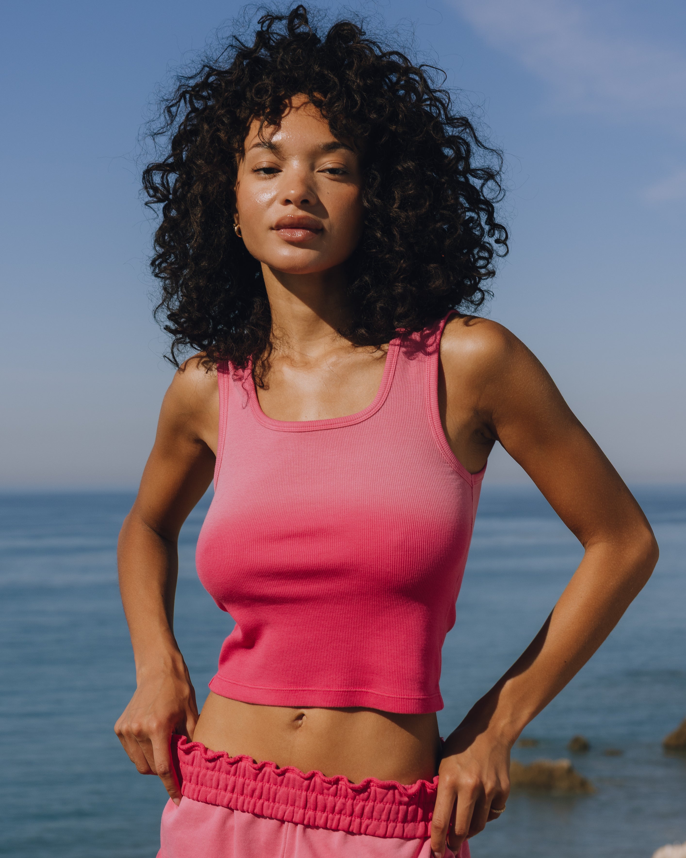 Square Neck Tank - Sunsoaked Hot Shot with Monochrome Patch