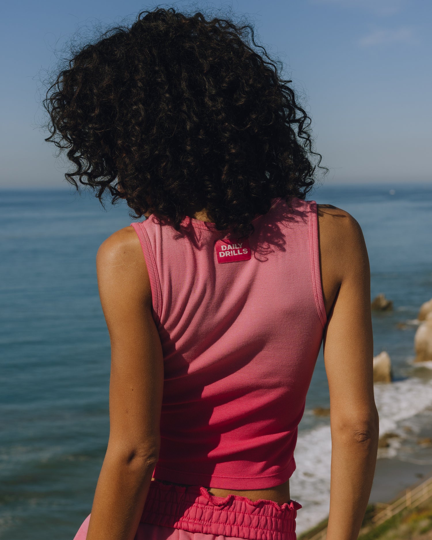 Square Neck Tank - Sunsoaked Hot Shot with Monochrome Patch