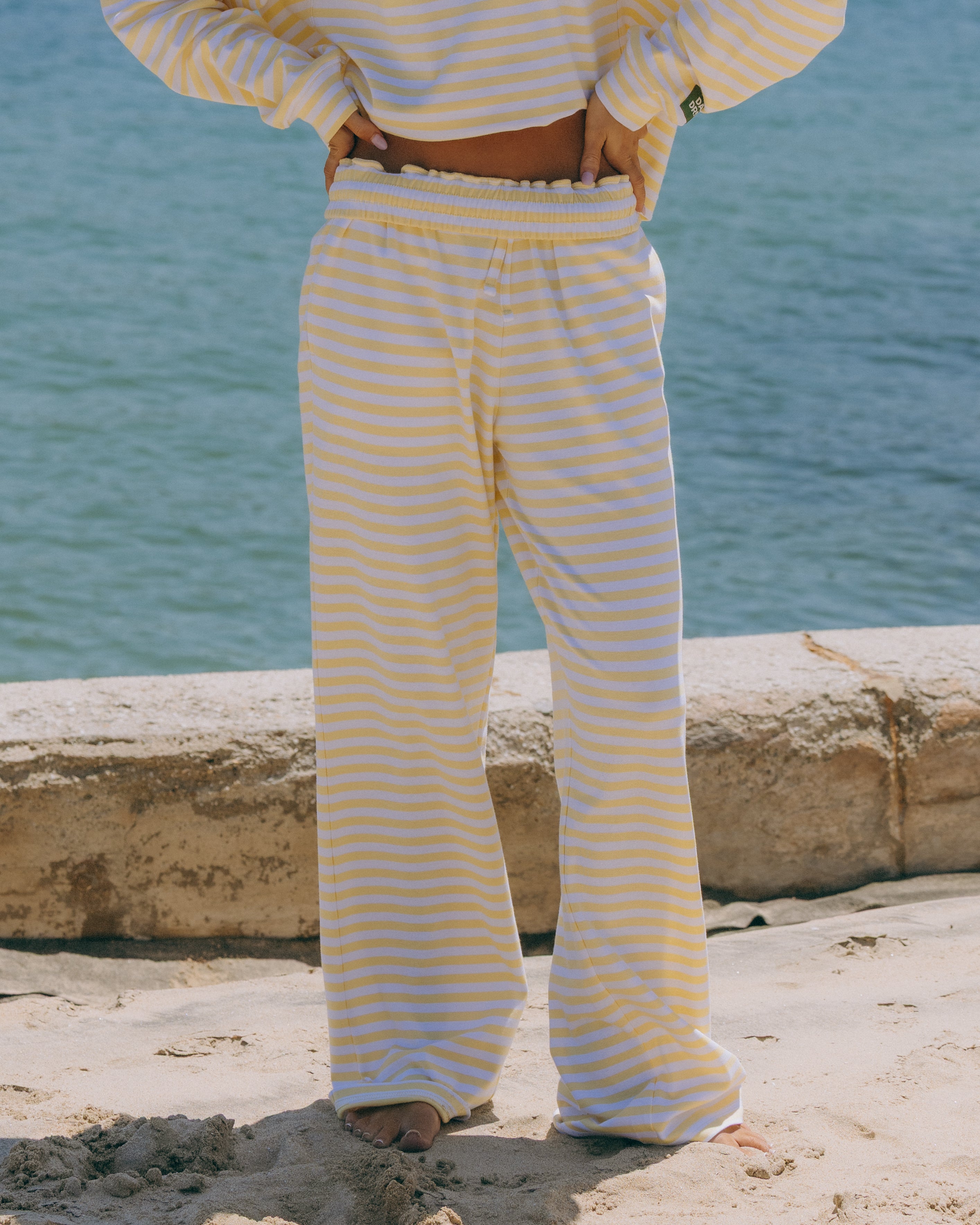 Striped Cotton Pants - Butter + White Stripe