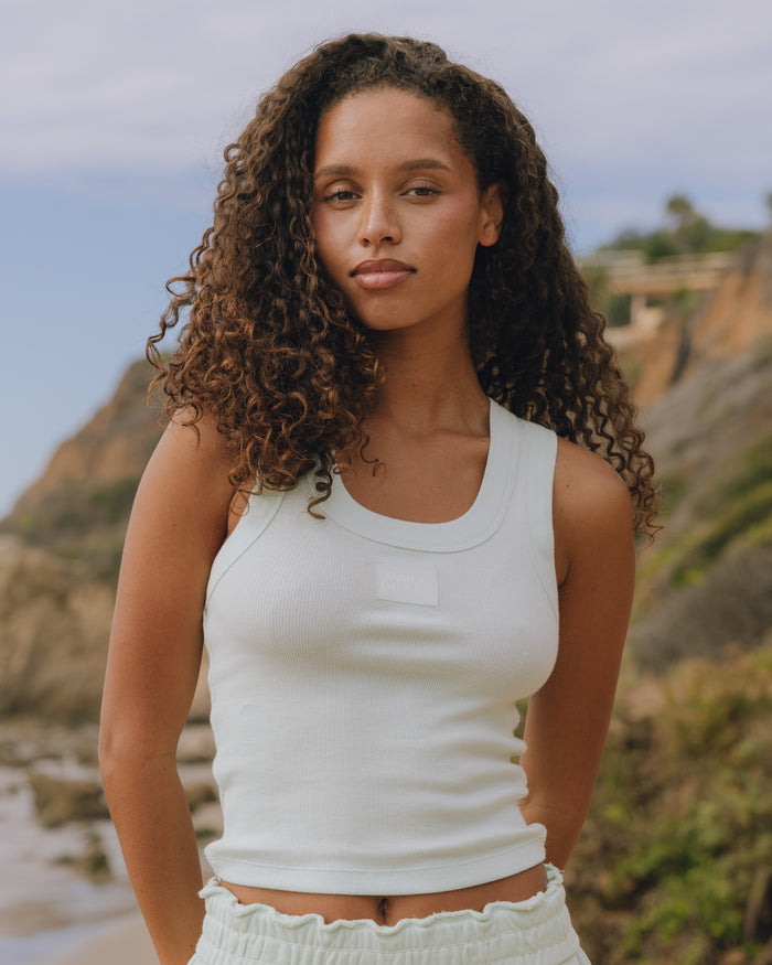 Logo Ribbed Tank - Surf with Monochrome Patch