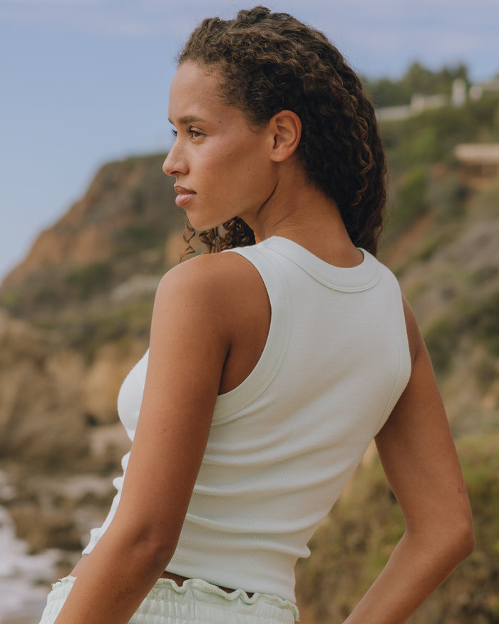Logo Ribbed Tank - Surf with Monochrome Patch
