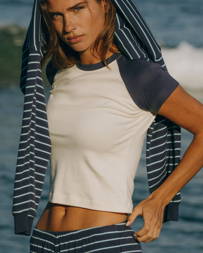 Raglan Everyday Tee - Navy + Cream