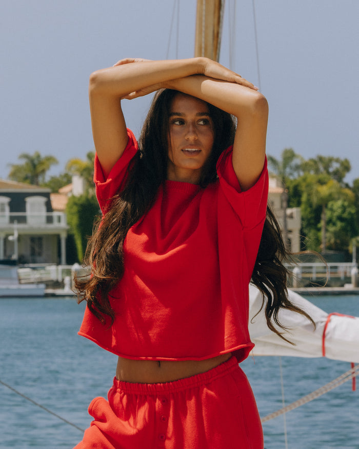 Beach Knit Cropped Sleeve - Heart