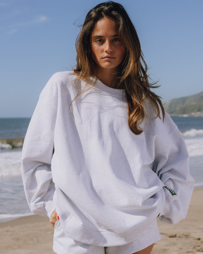 Oversized Fleece Crew - Heather Grey