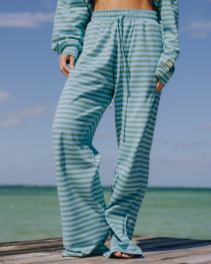 Striped Cotton Pants - Malibu + Teal Stripe