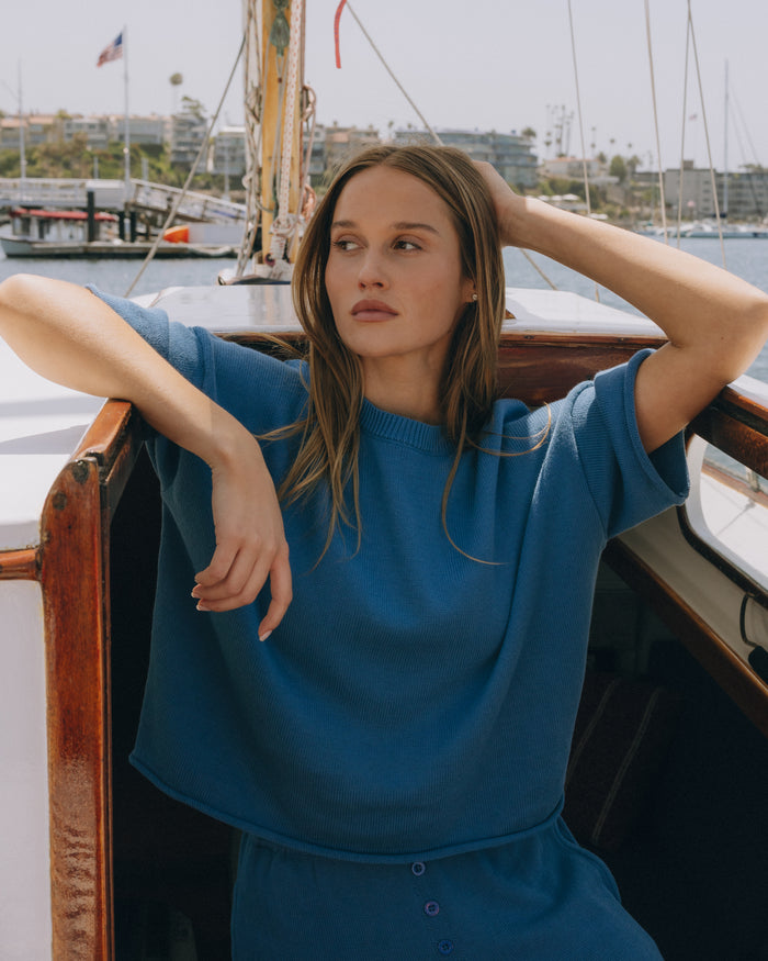 Beach Knit Cropped Sleeve - Cabana