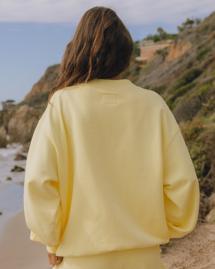 Oversized Vintage Sport Crew - Lemonade with Monochrome Patch