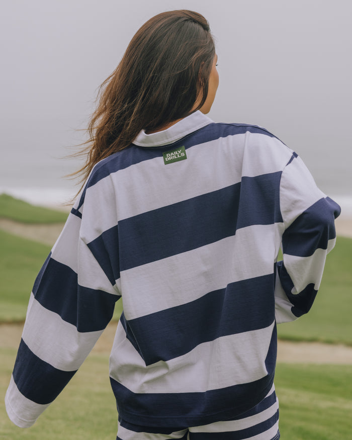 Rugby Tee - Navy + White Stripe