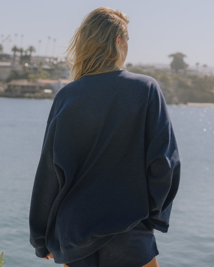 Oversized Fleece Crew - Denim