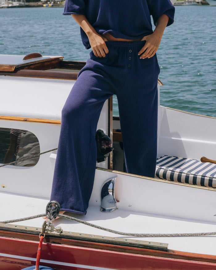 Beach Knit Resort Pants - Navy