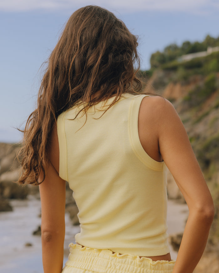 Logo Ribbed Tank - Lemonade with Monochrome Patch