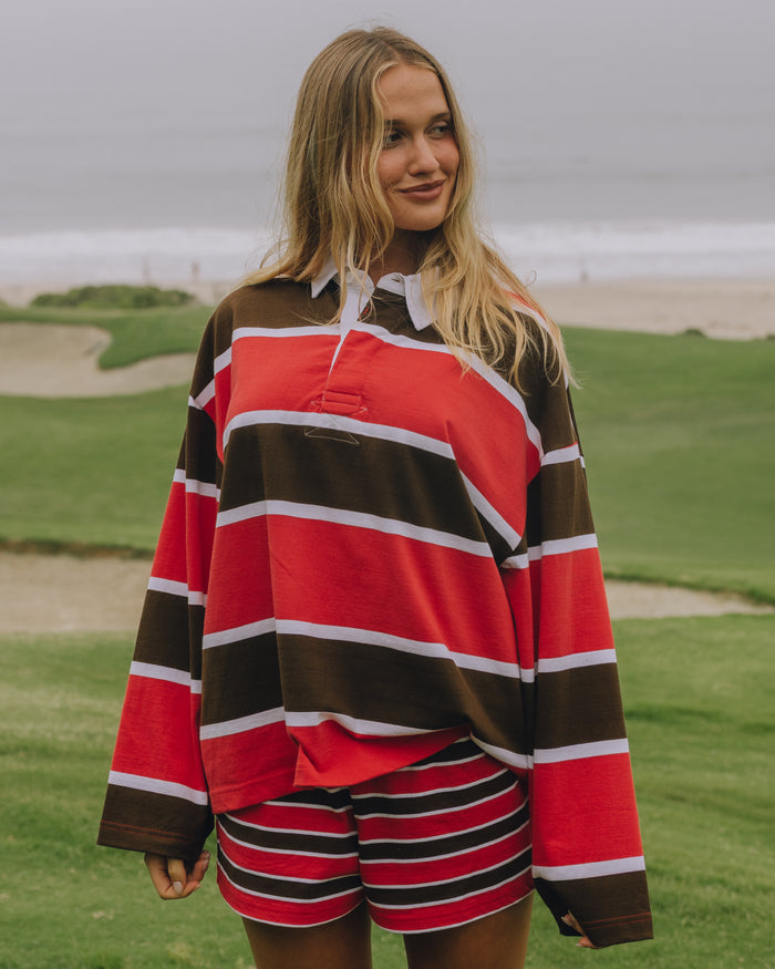 Rugby Tee - Heart + White + Coco Stripe