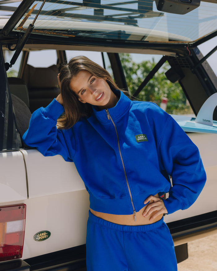 Funnel Neck Double Zip - Cobalt