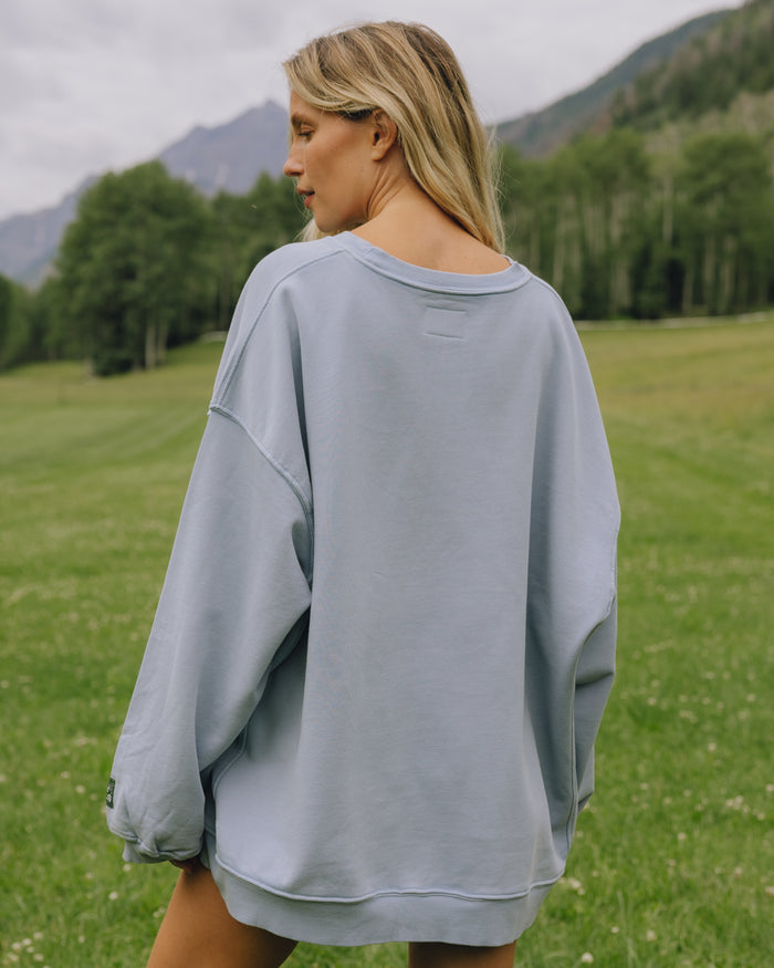 Unisex Oversized Crew - Sunbleached Mist with Bandana Patch
