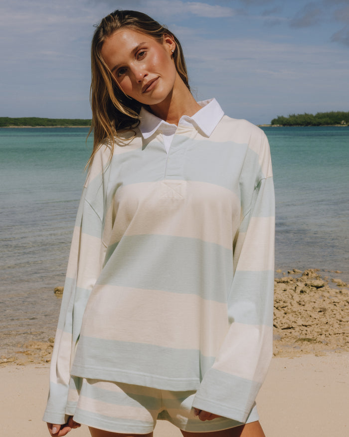 Rugby Tee - Lake Day + Cream Stripe