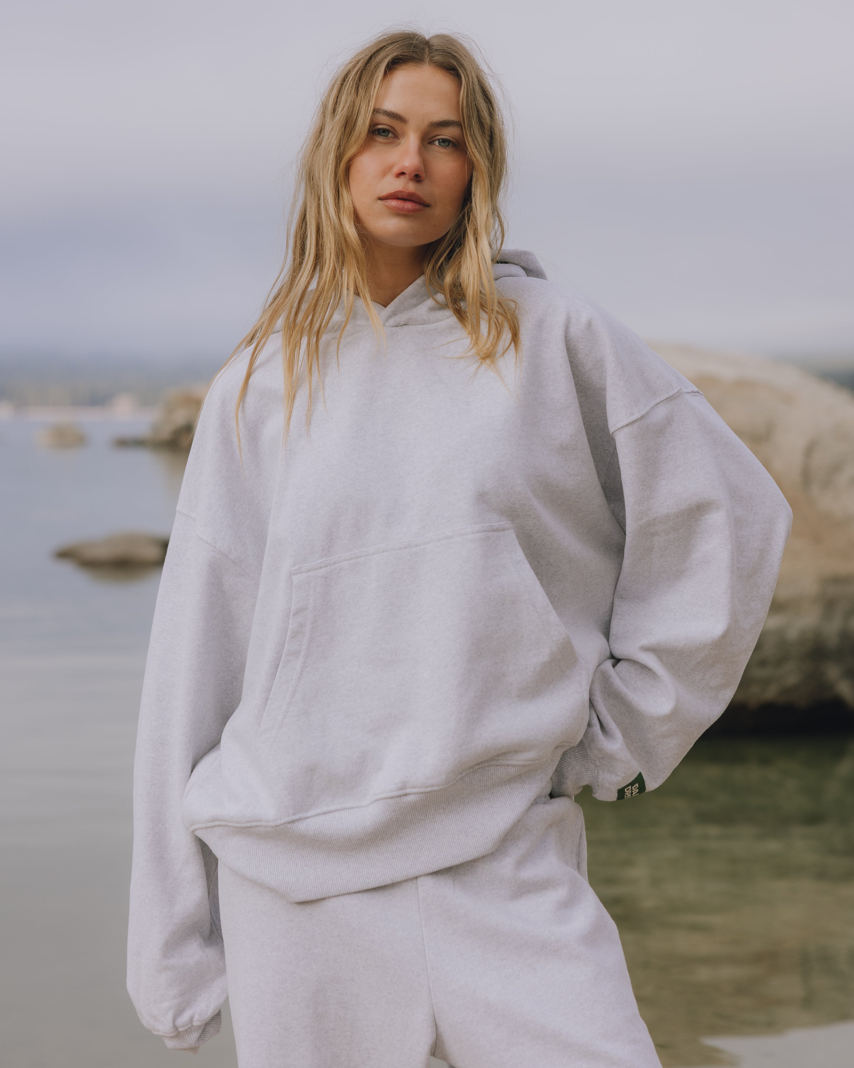 Oversized Fleece Hoodie - Heather Grey
