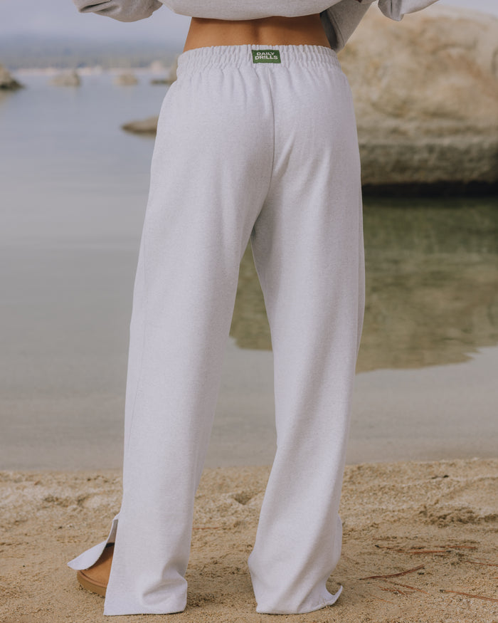 Fleece Wide Leg Sweatpants - Heather Grey