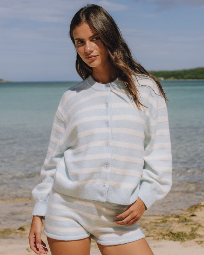 Button Up Sweater - Lake Day + Cream Stripe
