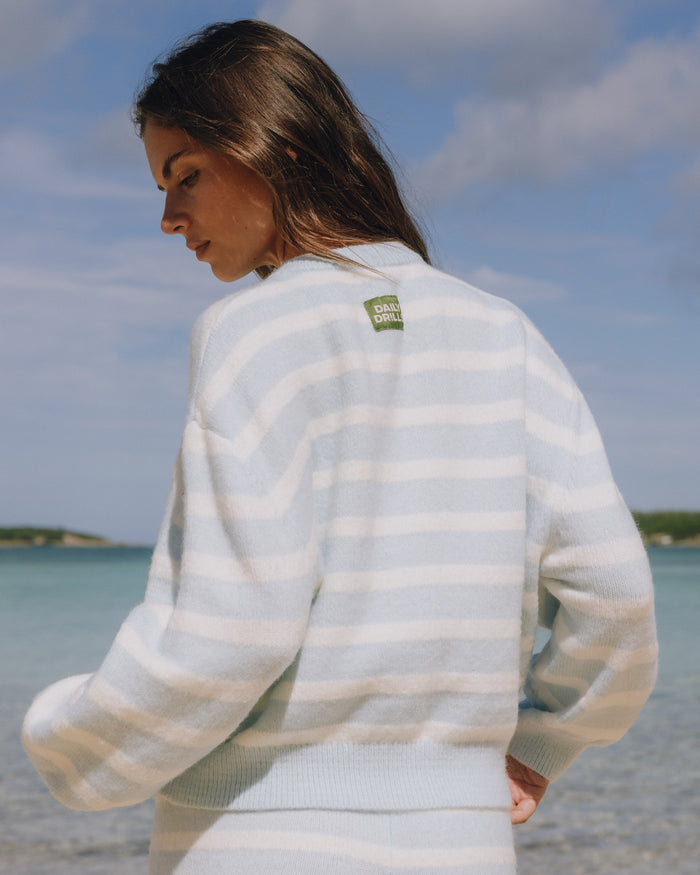 Button Up Sweater - Lake Day + Cream Stripe