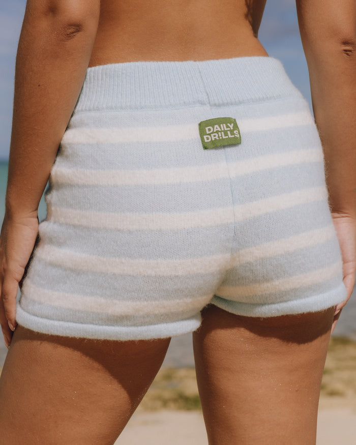Knit Micro Shorts - Lake Day + Cream stripe