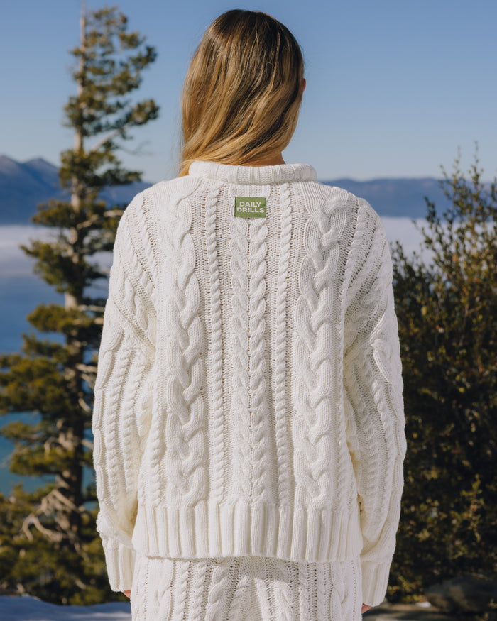 Cable Knit Oversized Sweater - Cream