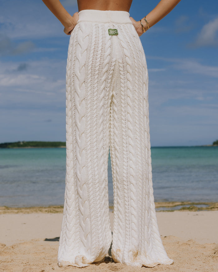 Cable Knit Resort Pants - Cream