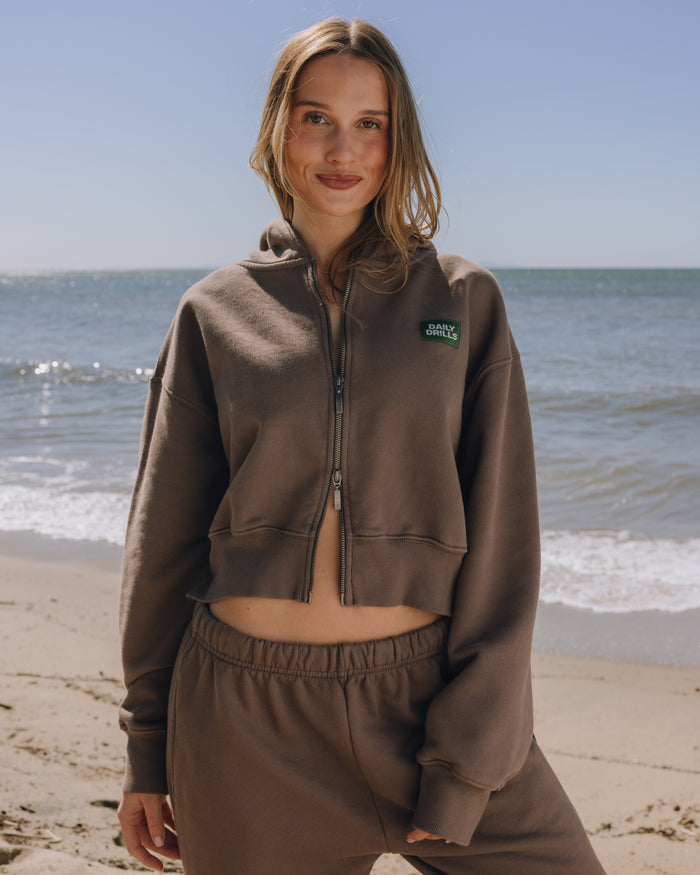 Heavyweight Double Zip Hoodie - Mocha