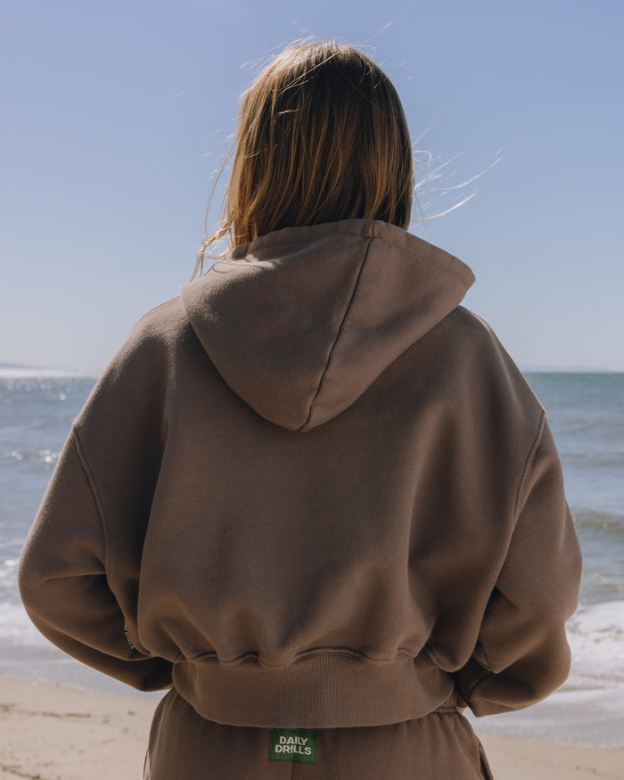 Heavyweight Double Zip Hoodie - Mocha