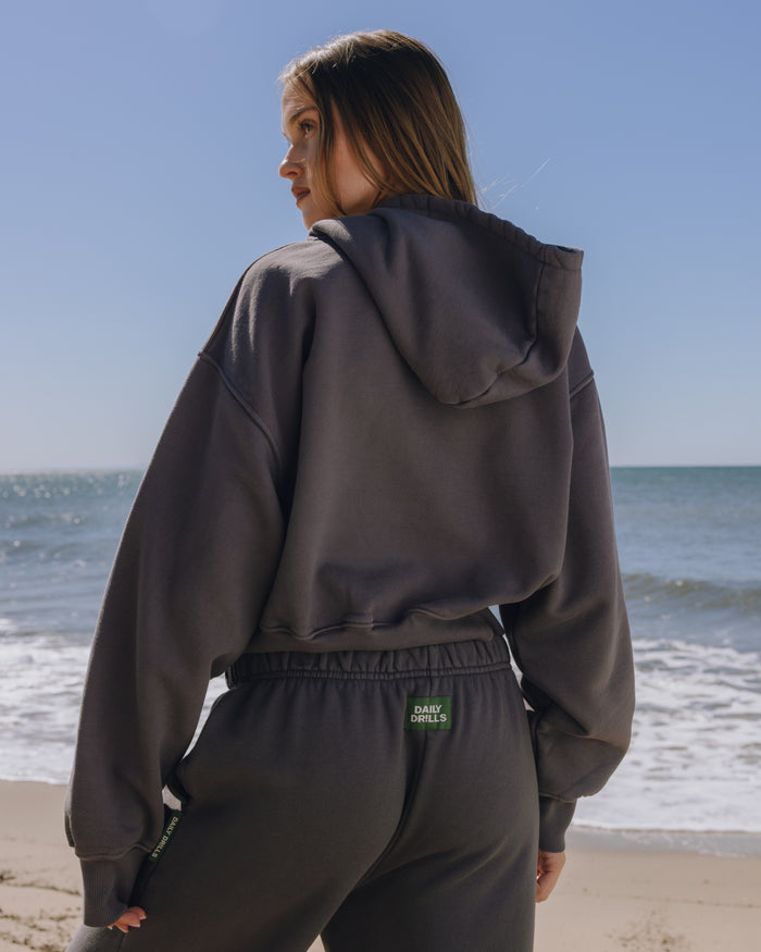 Heavyweight Double Zip Hoodie - Vintage Black