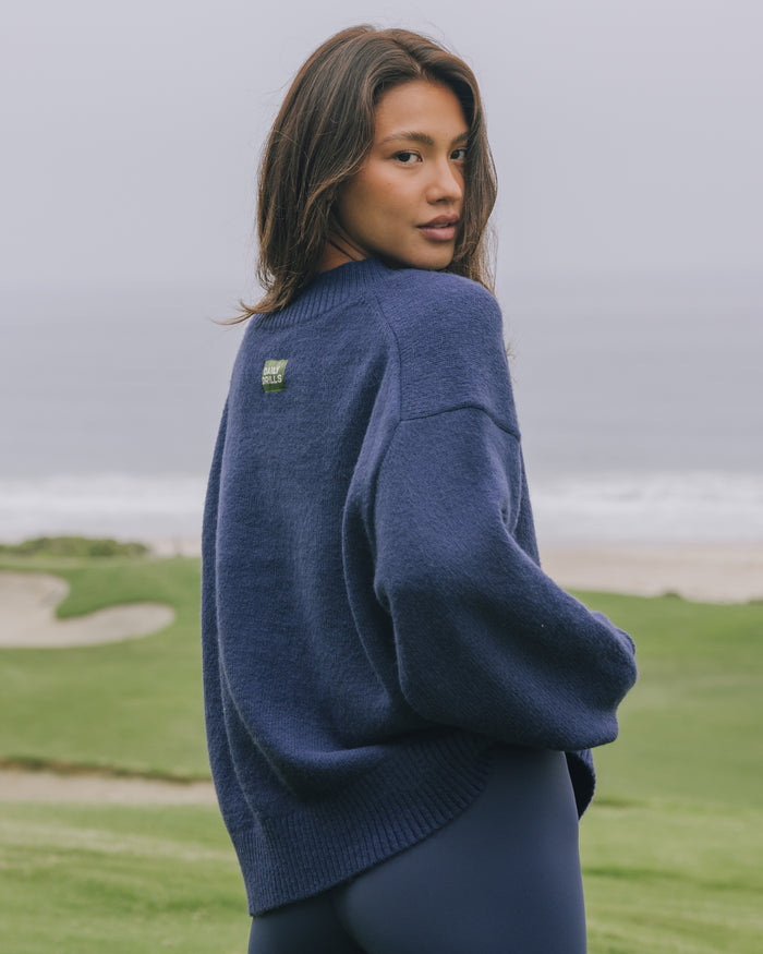 Oversized V-Neck Sweater - Navy