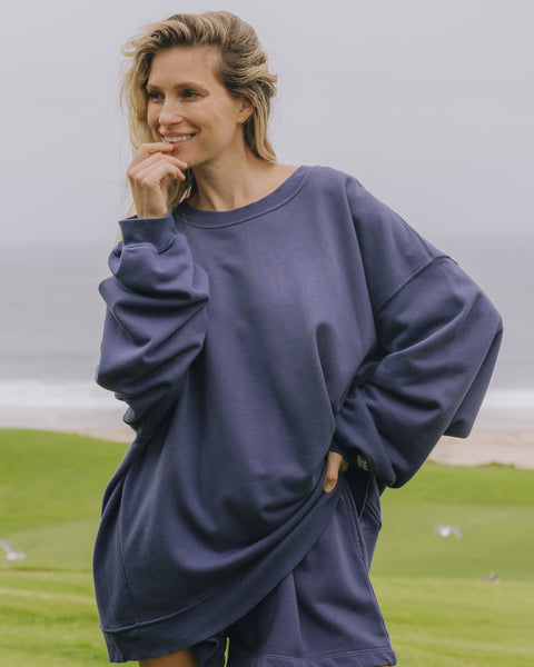 Unisex Oversized Crew - Navy – shopdailydrills