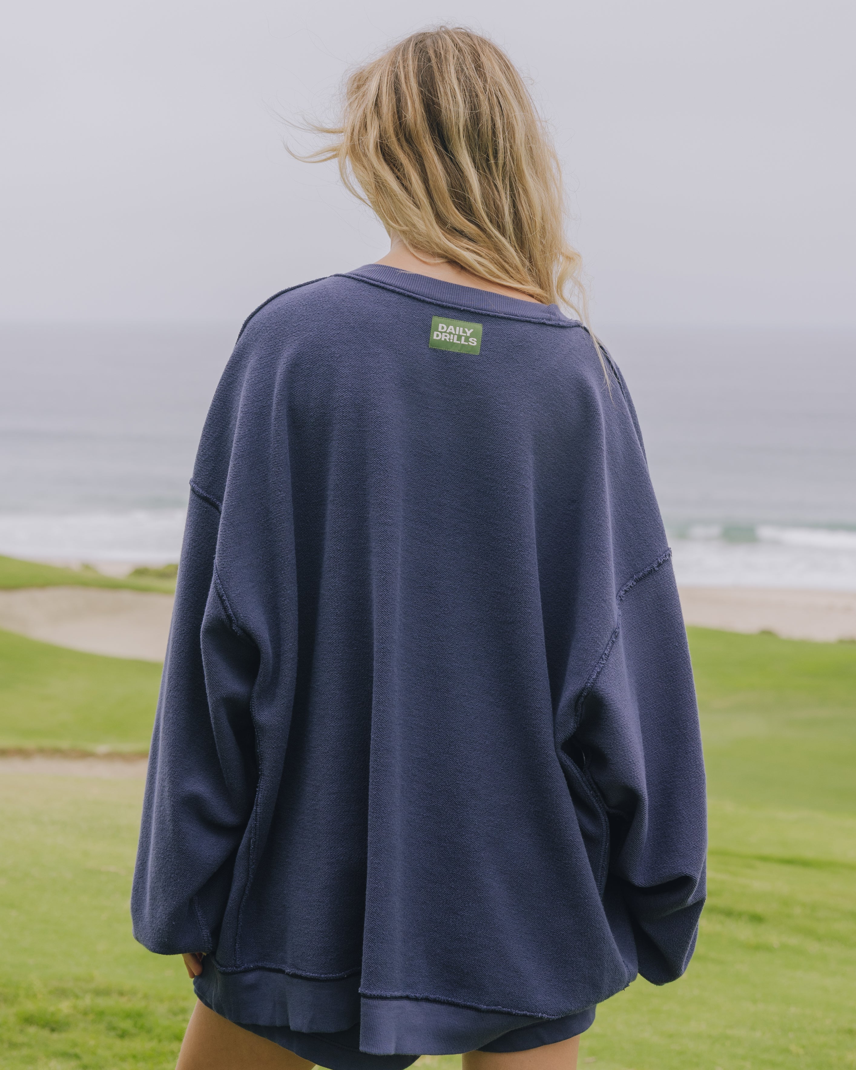 Unisex Oversized Crew - Navy – shopdailydrills