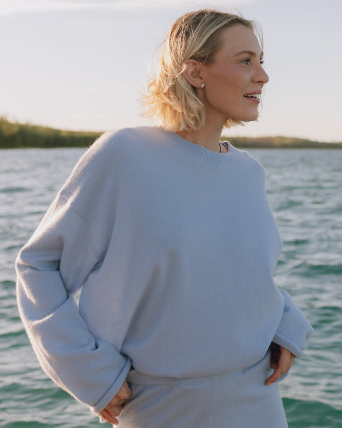 Oversized Cashmere Sweater - Light Blue