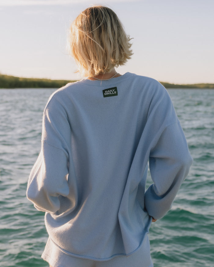 Oversized Cashmere Sweater - Light Blue