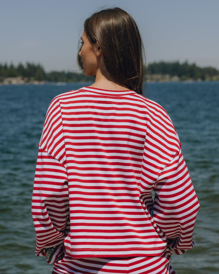 Striped Cotton Long Sleeve - Red + Cream Stripe