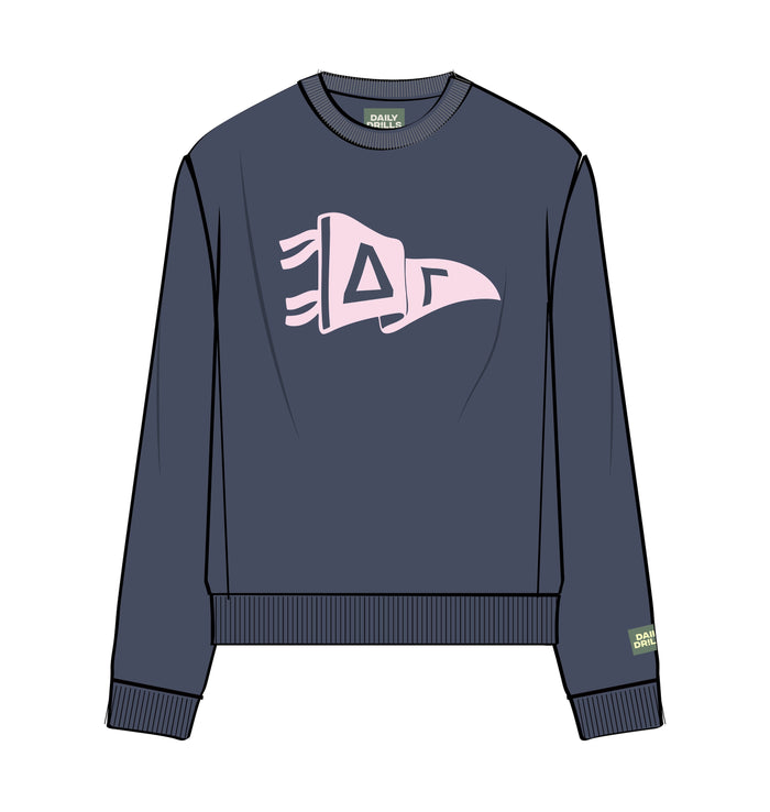 Oversized Delta Gamma Crew - Navy + Cupid