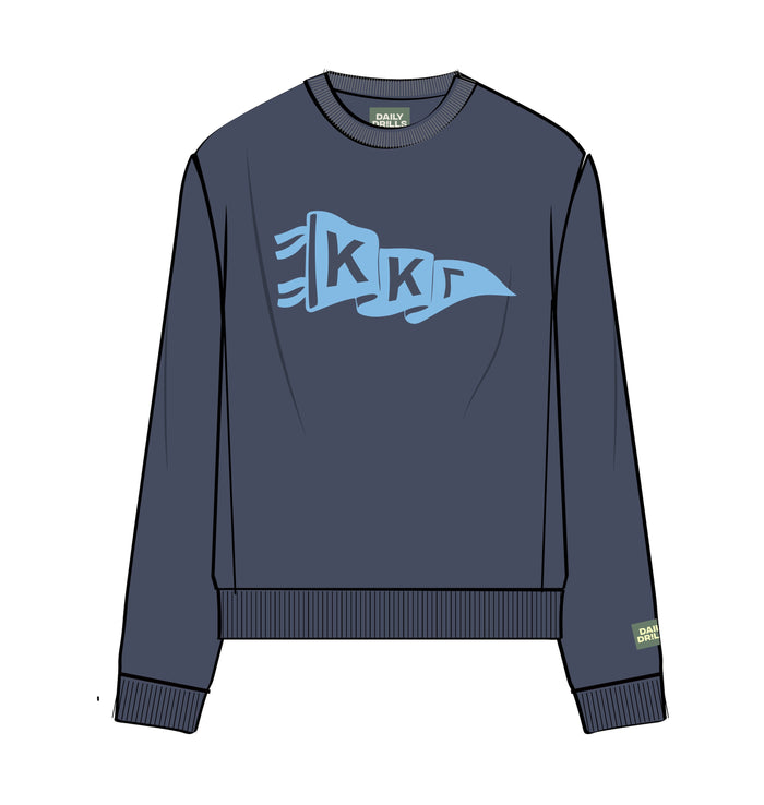 Oversized Kappa Kappa Gamma Crew - Navy + Malibu