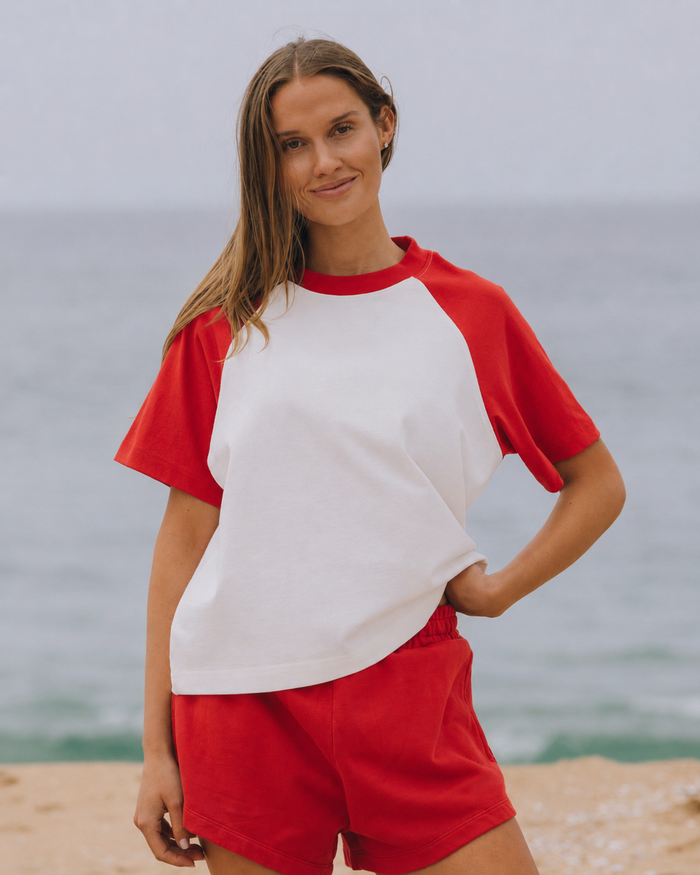 Vintage Raglan Tee - White + Heart
