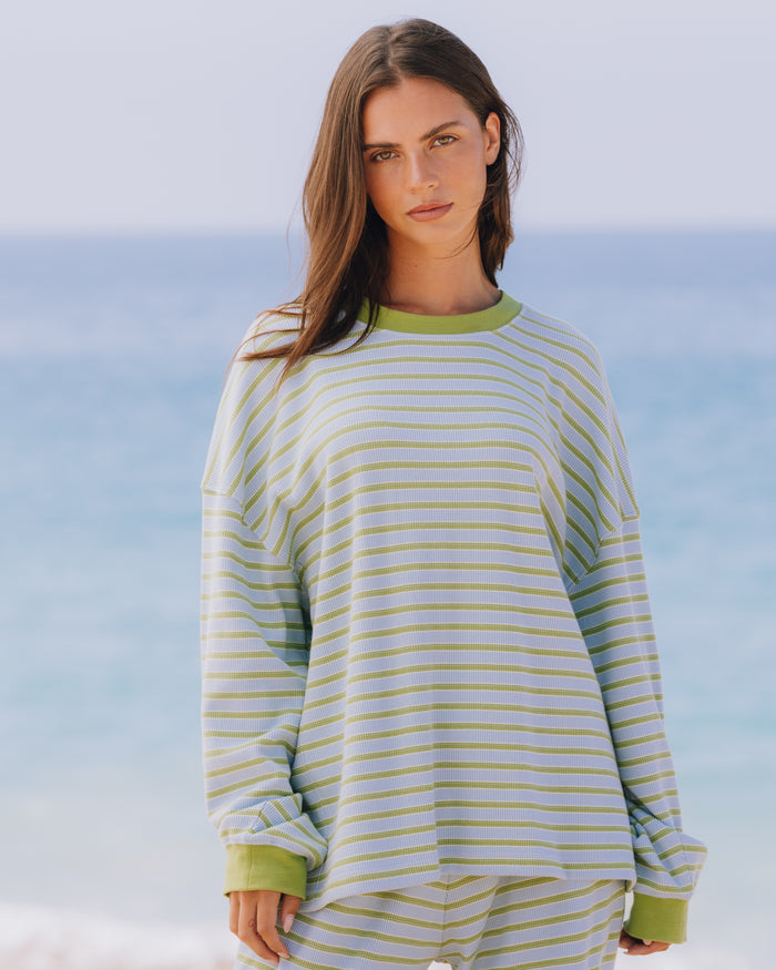 Oversized Thermal - Citron + Powder + Cream Stripe