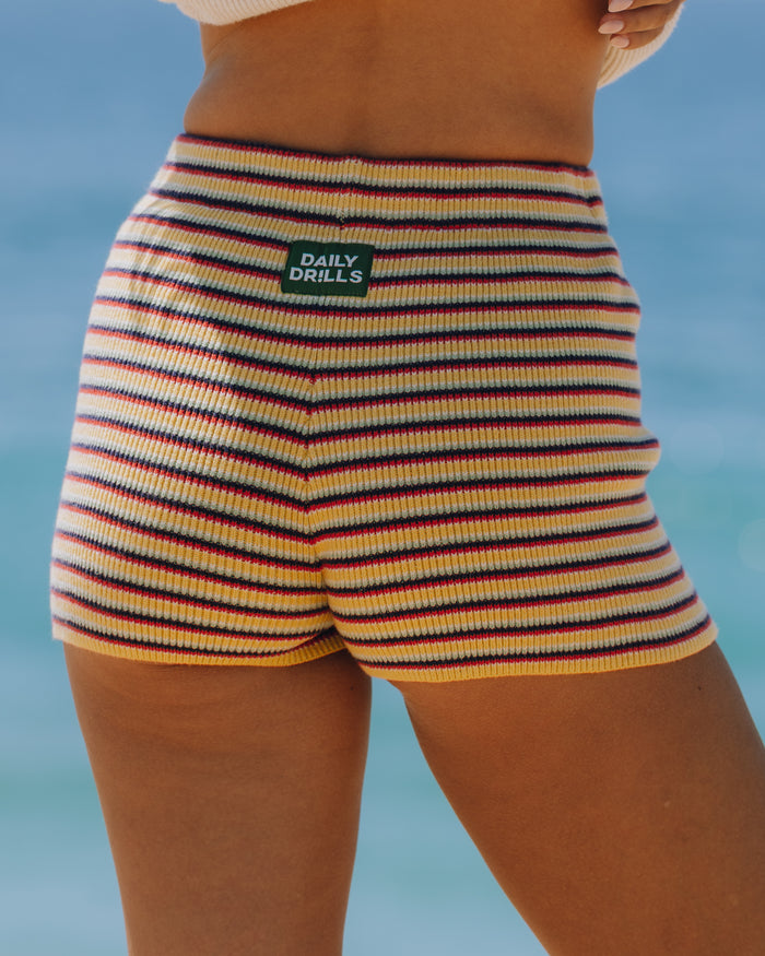 Ribbed Knit Shorts - Multi Stripe