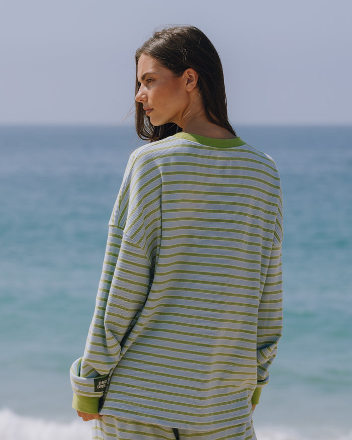 Oversized Thermal - Citron + Powder + Cream Stripe