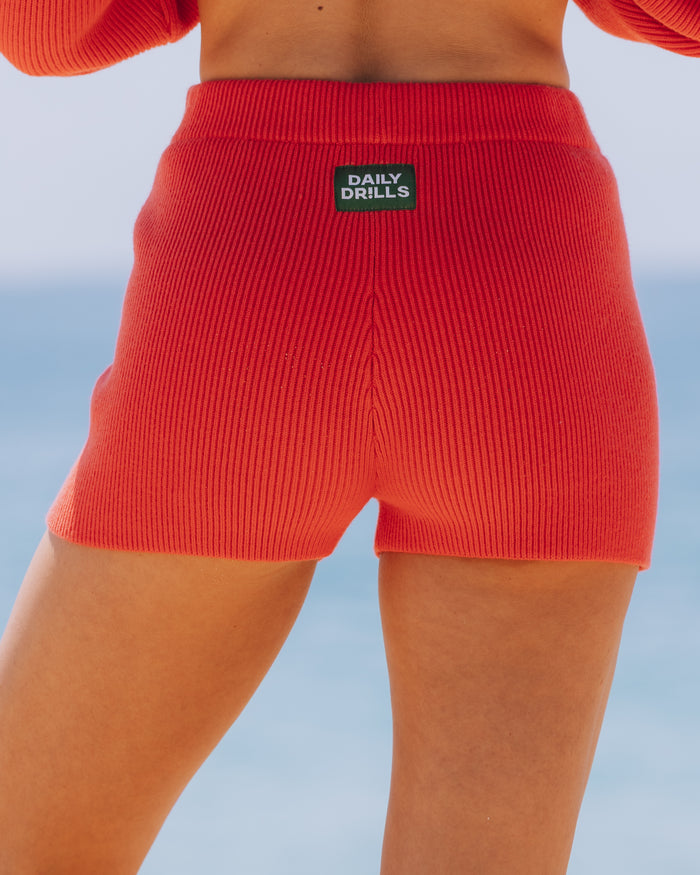 Ribbed Knit Shorts - Heart