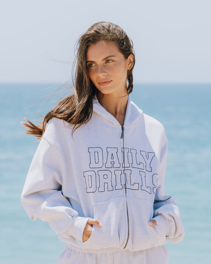 Fleece Daily Zip Hoodie - Heather Grey