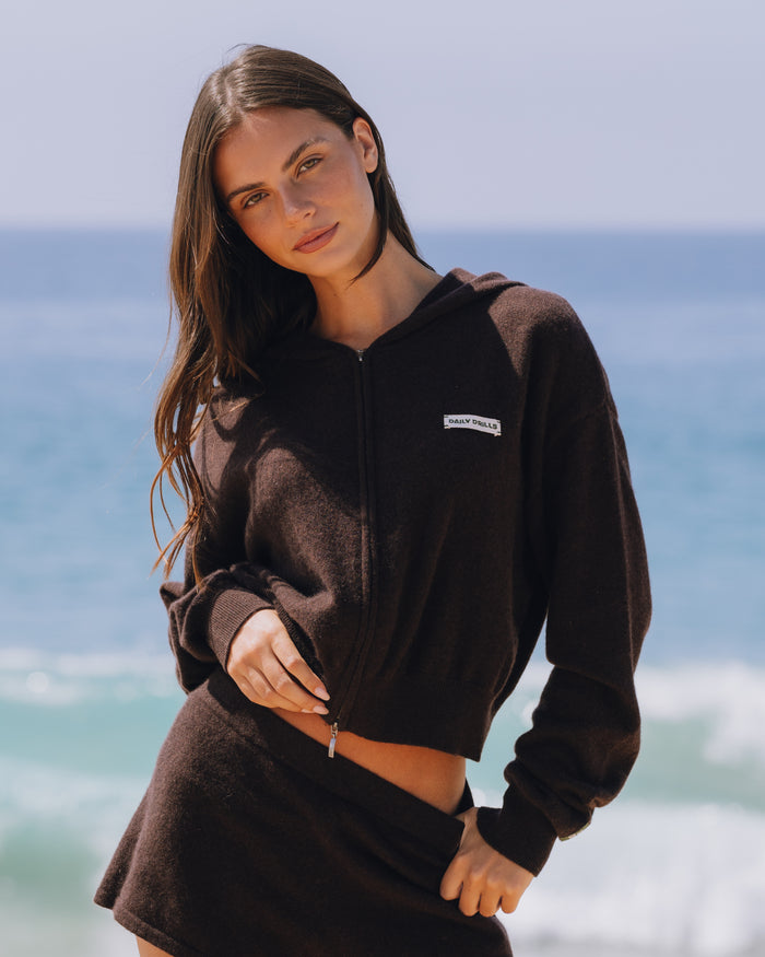 Cashmere Double Zip Hoodie - Coco