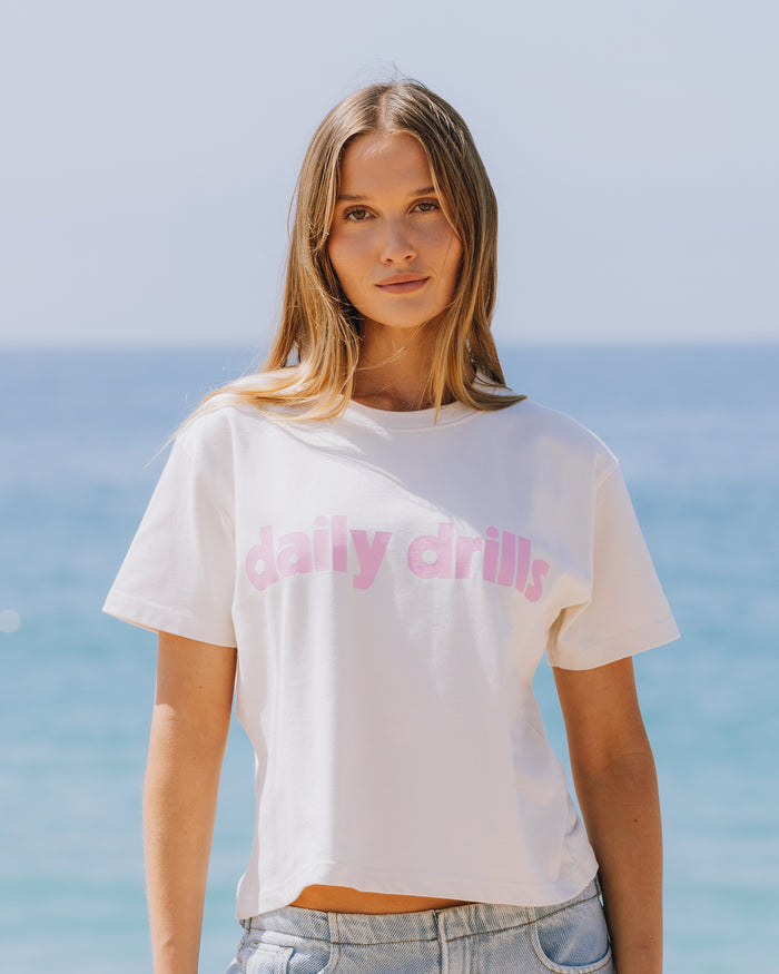 Daily Drills Boxy Tee - Cream + Taffy